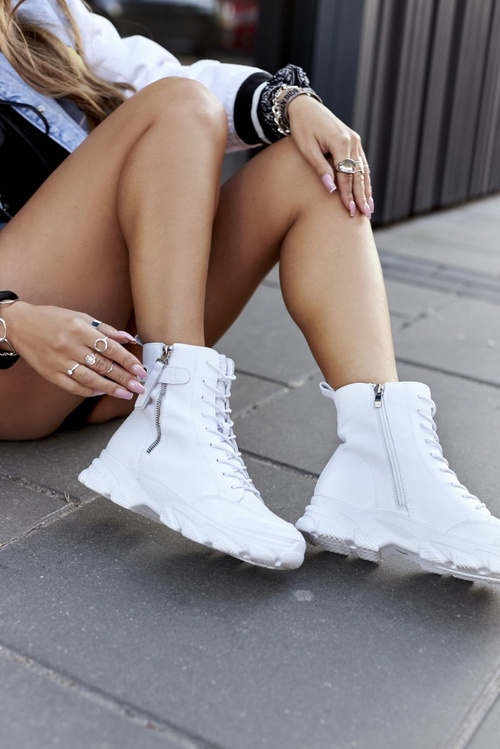 Women's Leather High Boots GOE II2N4032 White