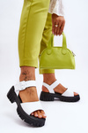 Women's Leather Flat Sandals White Dean