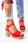 Sandals On A Block Heel And A Platform Red Maggie
