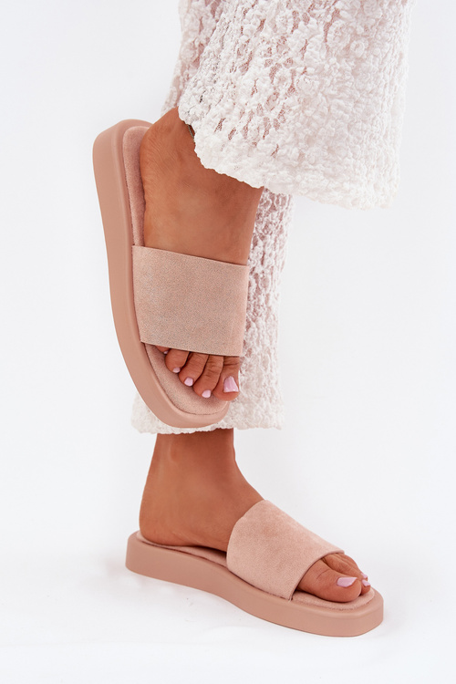 Women's Platform Slippers Made Of Eco Suede Dirty Pink Jorina
