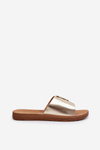 Women's Flat Sole Sandals with Eco Leather Decoration Gold Makia