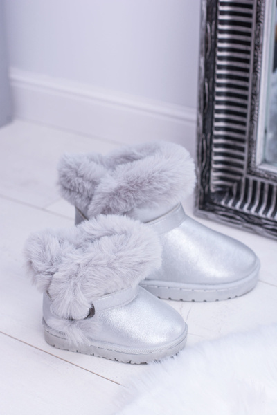 Children's Insulated Snow Boots With Fur Silver JellyBeans