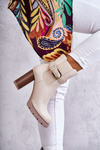 leather boots on a post with a decorative belt Beige Maresol
