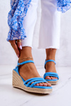 Suede Wedge Sandals Blue Louisiana