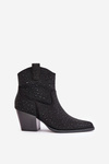 Embellished Cowboy Ankle Boots With Pointed Toes Black S.Barski HY42-121