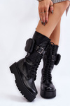 Women's Bov Boots With Kidney Lace Up Black Lillien