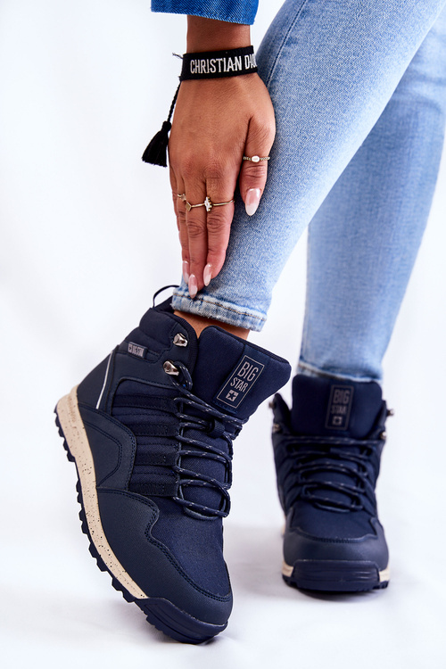 Buty Trekkingowe Damskie Wysokie Granatowe Big Star KK274611