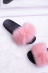 Women's Flip Flops with Natural Fur Pink Naturis