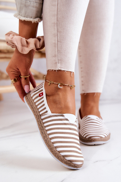 Espadryle Damskie W Paski Slip-on Beżowe Big Star FF276029
