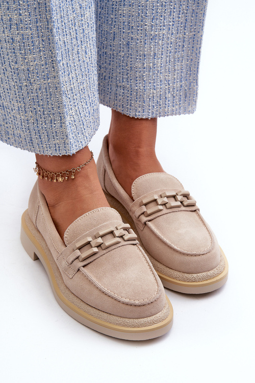 Suede Women's Moccasins S.Barski HX52-222 Beige