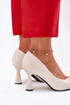 Elegant Heels On Flared Stiletto Vinceza 62222 Beige