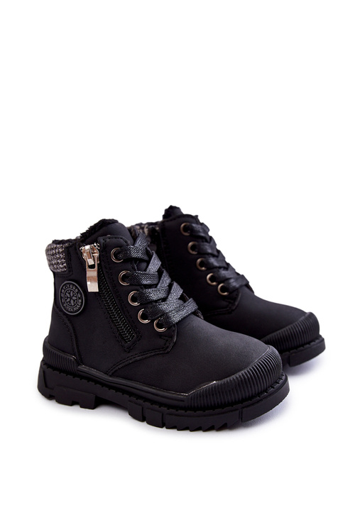 Children's Fur-insulated Boots Trappers Black Hopper