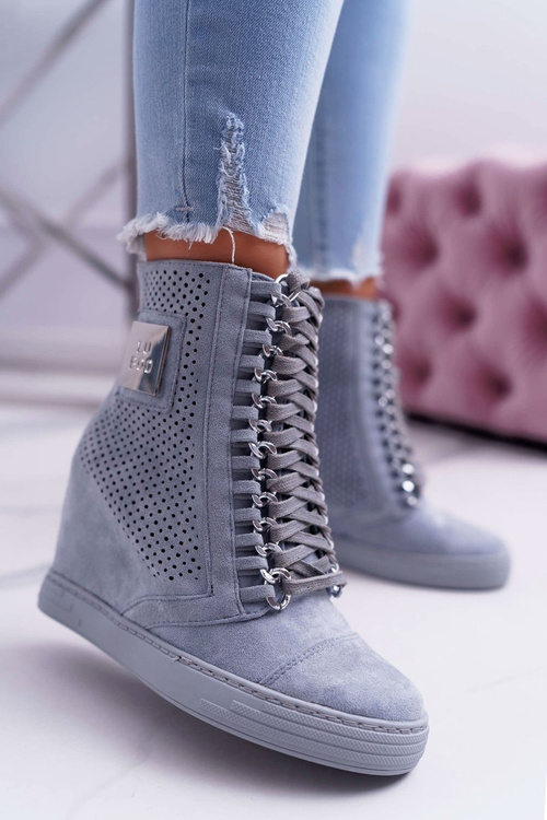 Women's Lu Boo Openwork Suede Sneakers Blue Clamma