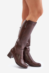 Heeled Boots Made Of Eco Leather Knee High Brown Izanae