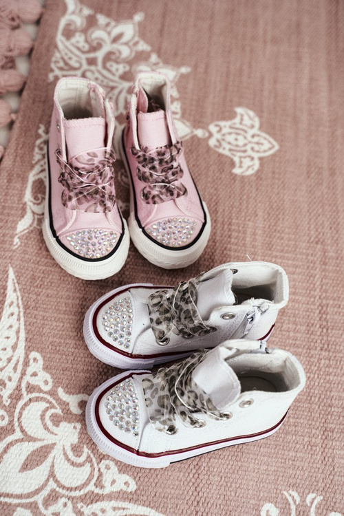 Kids Sneakers With Zircons White Smile