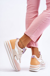 Fashionable Leather Sports Shoes White and Beige Roen