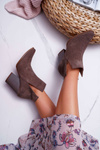 Women's Heeled Spring Boots Leather Suede Dark Cappuccino Nicole 2430