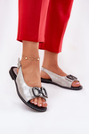 Flat Sandals With Decoration Eco Leather Silver Lilria