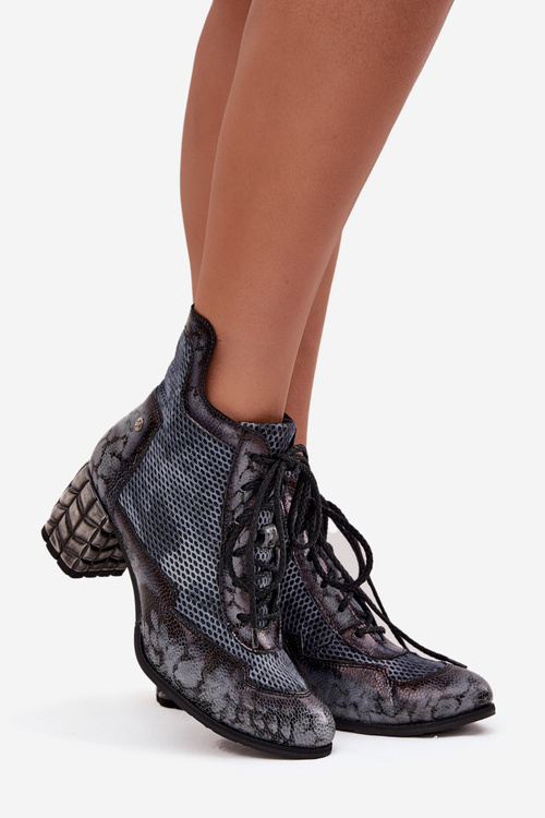 Leather Women's Ankle Boots with Heel Maciejka 06989-03 Gray