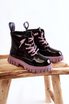 Lacquered Warm Boots Black and purple Heidi