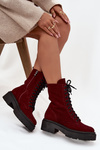 Women's Workery Boots Made of Natural Suede with Heating Zazoo 4213 Bordeaux
