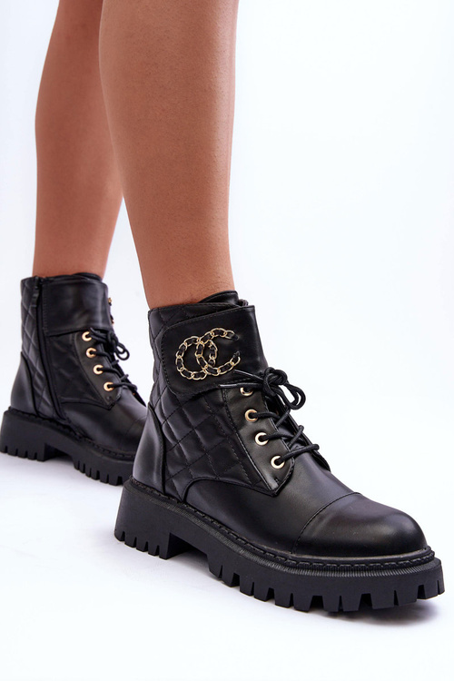 Women's Ankle Boots with Decoration Black Toye