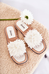 Women's Suede Slippers With Decoration White Giorgia