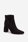 Women's Block Heel Boots Made of Eco Suede Black Inessa