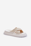 Women's Embellished Platform Slides White Niraela