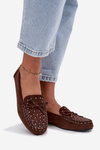 Embellished Women's Loafers Made of Eco Suede Brown Prissine