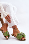 Women's Slippers With Bow And Rhinestones Green Jolene