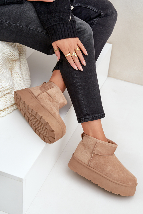 Womens Snow Boots On Platform Dark Beige Ninala