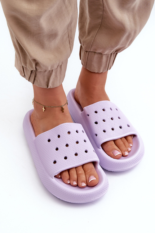 Women's Foam Slides on Chunky Sole Purple Beula