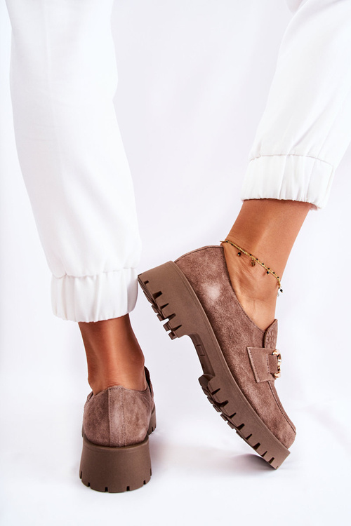 Półbuty Loafery Modne Zamszowe Jasnobrązowy Lemar Rayhan