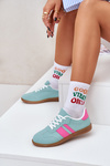 Sneakersy Damskie Niskie Eko Skóra Miętowe Nonalorin