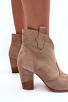 Suede Cowboy Boots On The Heel Beige Tanner