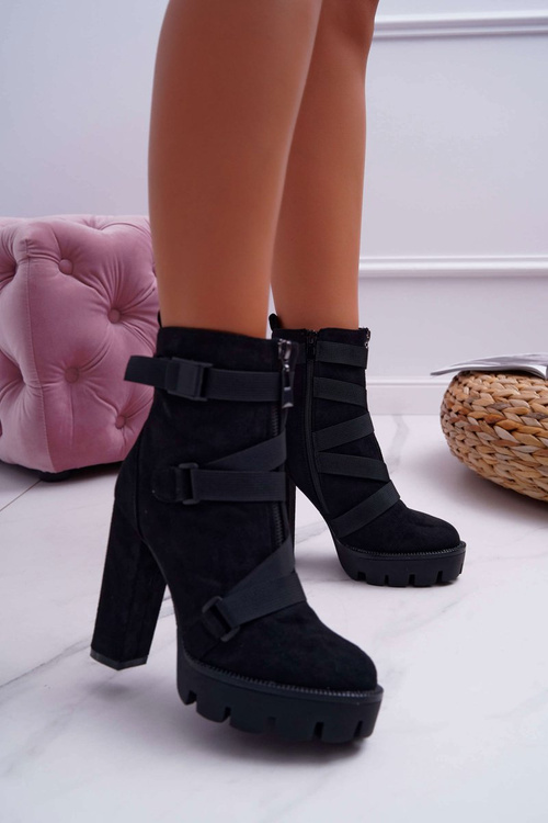 Women's Stiletto Boots Warmed Black Suede Guiness