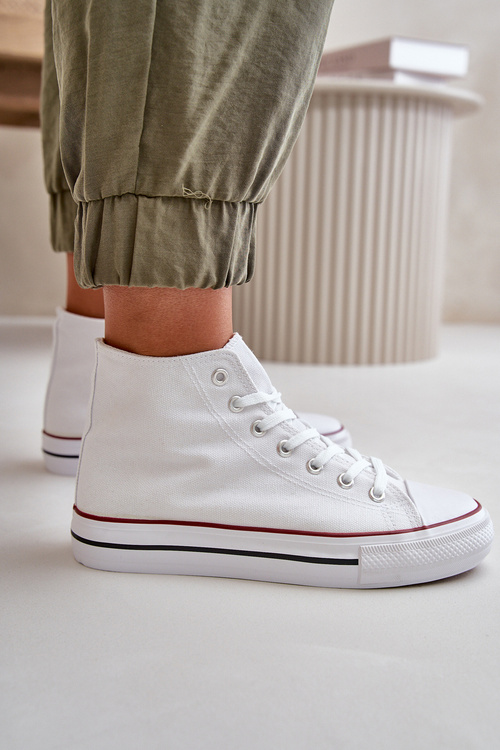 Women's Fabric High-Top Sneakers White Onaria