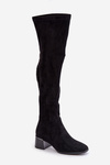 Heeled Knee High Block Boots Made Of Eco Suede Black Galadi