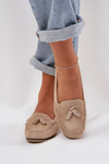 Women's Flat Classic Suede Loafers S.Barski LR51-548 Beige