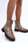 Stylish Women's Zipper Boots with Ornaments D&A MR870-76 Gray-brown