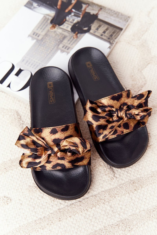 Women's Slippers With A Bow Leopard Beat It