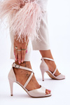 Fashionable Sandals On A High Heel Lacquered Beige Loressa