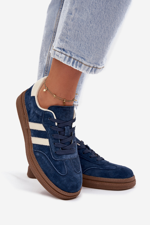 Women's Suede Sneakers on Platform Dark Blue Sylviona