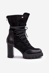 Women's Heeled Boots with Lacing Black Artie