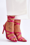 Women's Tied Sandals On A High Heel Fuchsia Meya