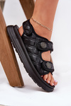 Women Sandals With Decorative Details On Velcro Black Zoliner