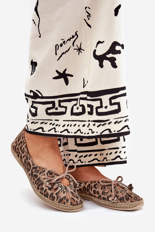 Flat Ballerinas Made Of Natural Leather Panther Print Zazoo 10179 Brown