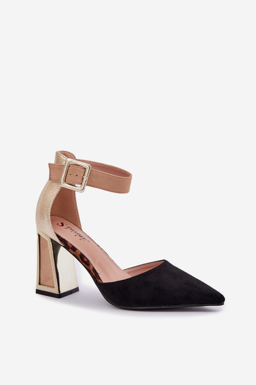 Heeled Sandals With Pointed Toes Black Gekkaria