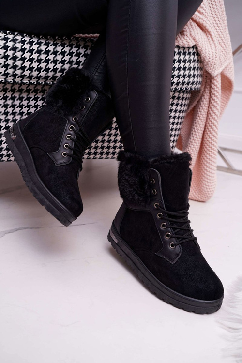 Women's High Boots with Fleece Black Glamiso